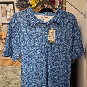 NWT HAPPY BAY Blue Hawaiian Polo
